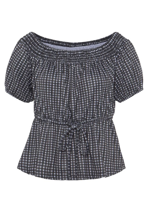 LASCANA LASCANA Тениска  черно / бяло