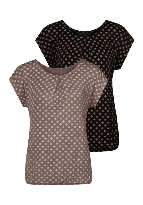 LASCANA LASCANA Тениска  кафяво / черно