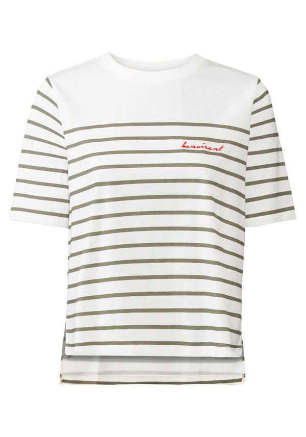 LASCANA LASCANA Тениска  маслина / неоново червено / бяло