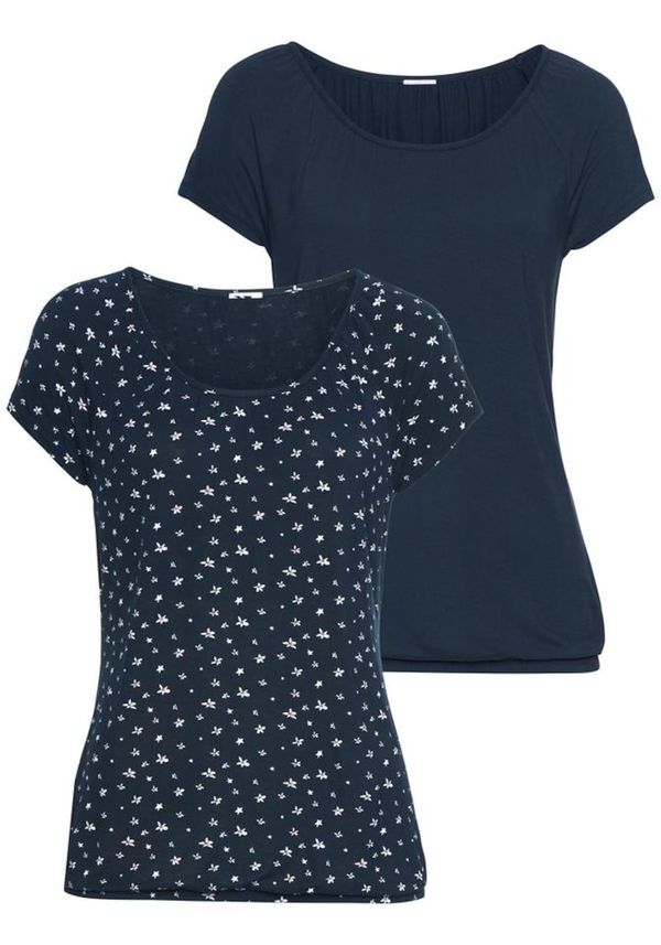 LASCANA LASCANA Тениска  нейви синьо / бяло