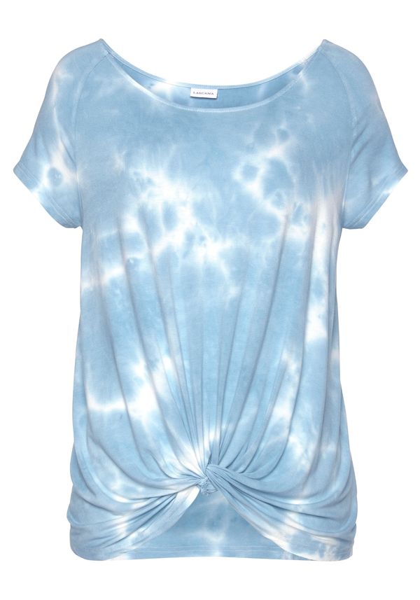 LASCANA LASCANA Тениска  опушено синьо / бяло