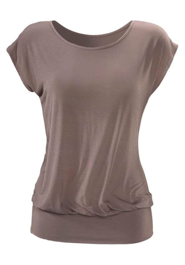 LASCANA LASCANA Тениска  сиво-кафяво