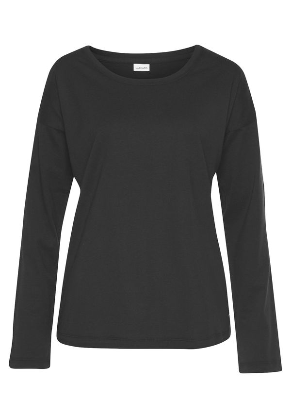 LASCANA LASCANA Тениска за спане  черно