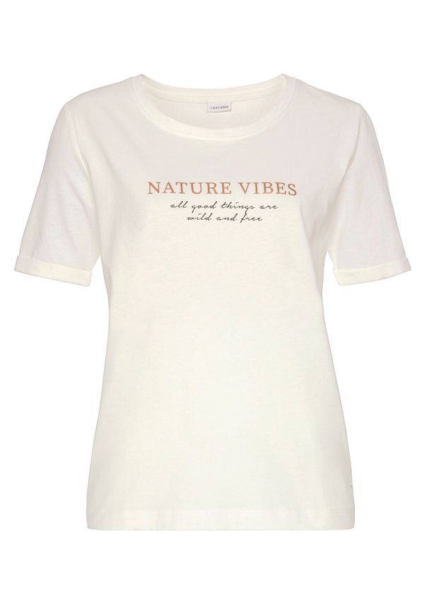 LASCANA LASCANA Тениска за спане  екрю / червено / черно