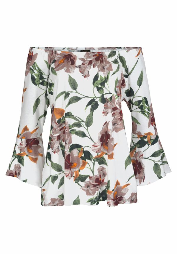 LASCANA LASCANA Тениска  зелено / лилав / оранжево / бяло