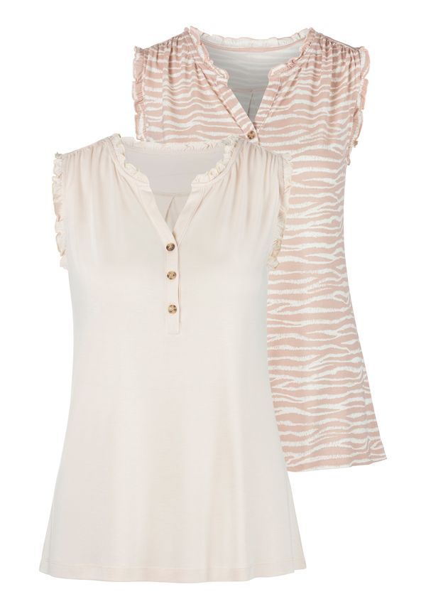 LASCANA LASCANA Топ  бежово / бяло