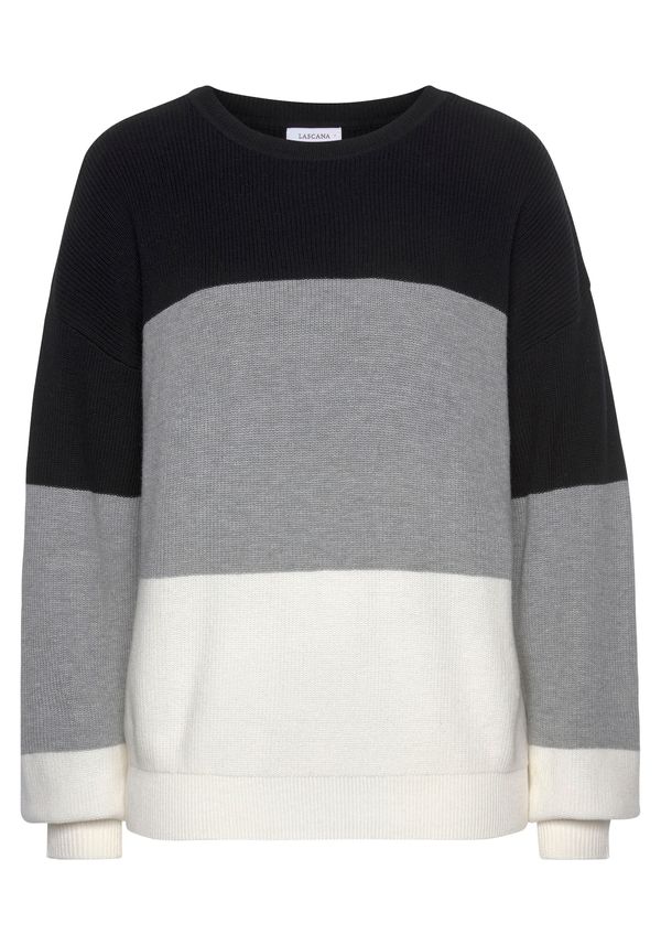 LASCANA LASCANA Топ  сиво / черно / бяло