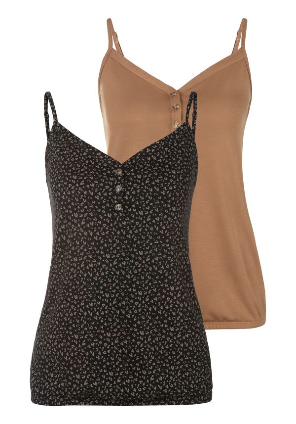 LASCANA LASCANA Топ  светлокафяво / таупе сиво / черно