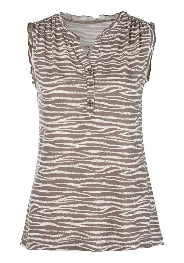 LASCANA LASCANA Топ  таупе сиво / бяло