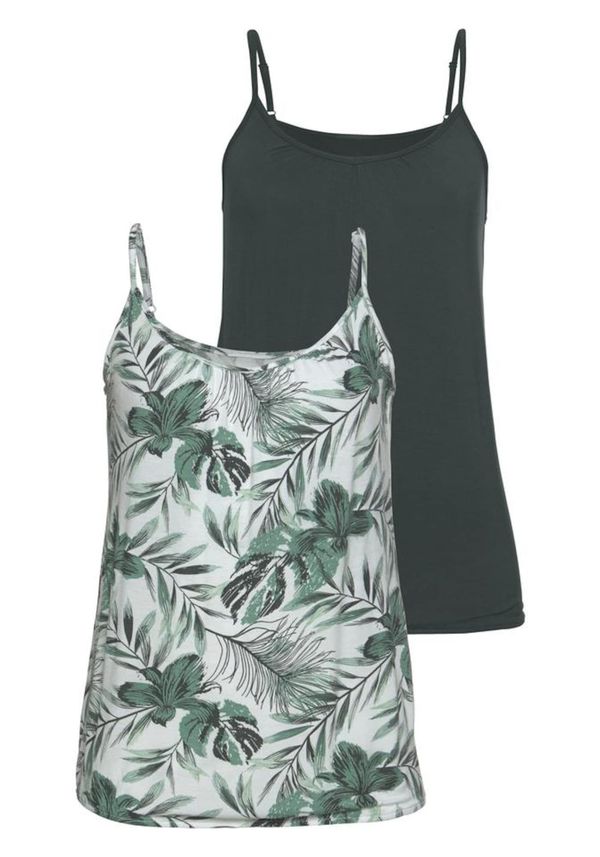 LASCANA LASCANA Топ  тъмнозелено / естествено бяло