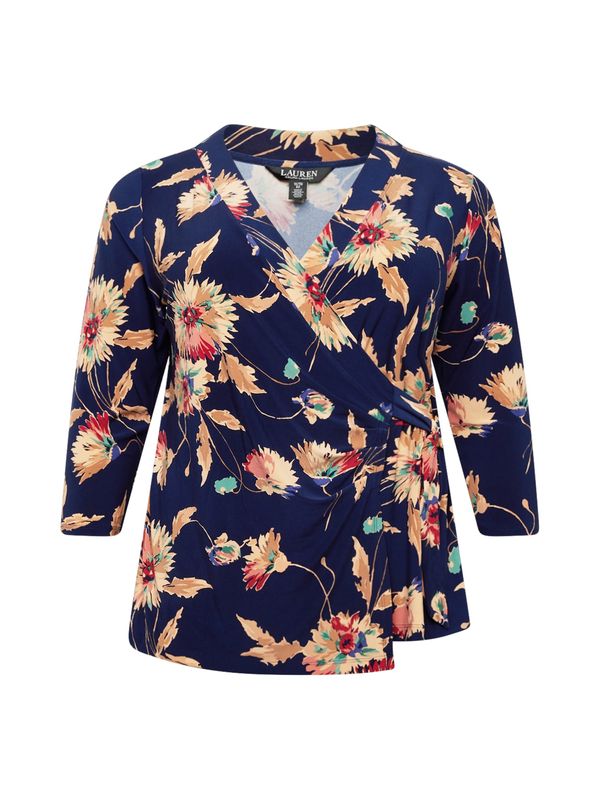Lauren Ralph Lauren Plus Lauren Ralph Lauren Plus Блуза 'JAINAB'  бежово / нейви синьо / светлокафяво / червено