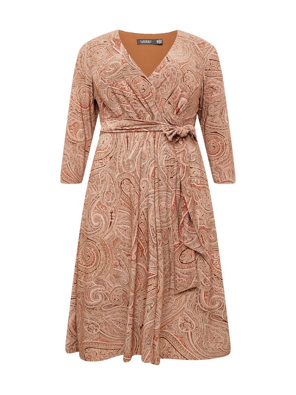 Lauren Ralph Lauren Plus Lauren Ralph Lauren Plus Рокля 'LYNA'  кафяво / бледорозово / бяло