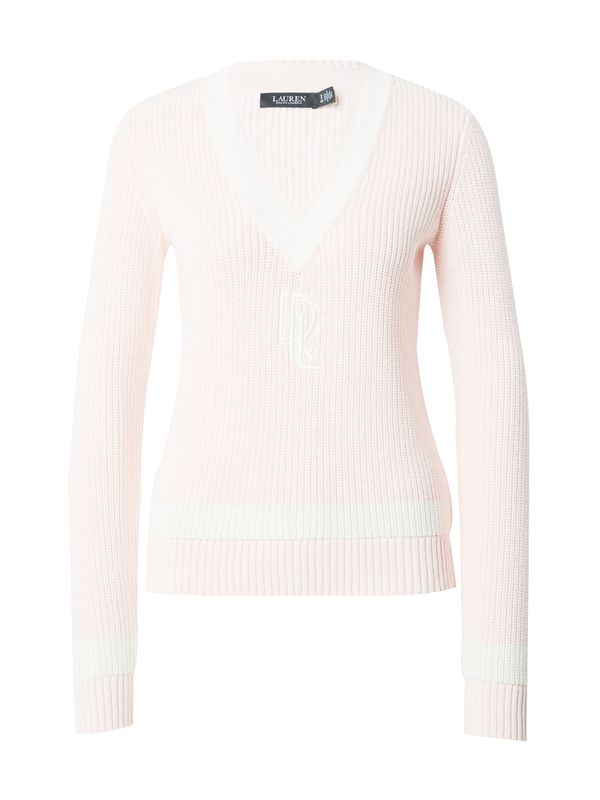 Lauren Ralph Lauren Lauren Ralph Lauren Пуловер 'MEREN'  пастелно розово / бяло