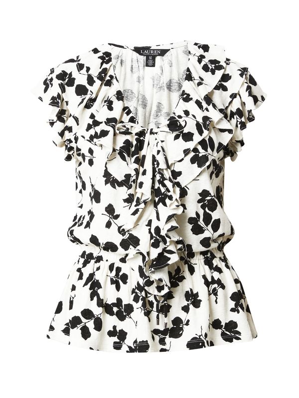 Lauren Ralph Lauren Lauren Ralph Lauren Тениска 'TINSHELLY'  черно / бяло
