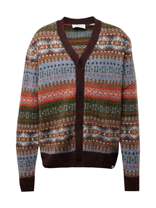 Les Deux Les Deux Плетена жилетка 'Hordur Fair Isle'  светлосиньо / сиво / зелено / оранжево