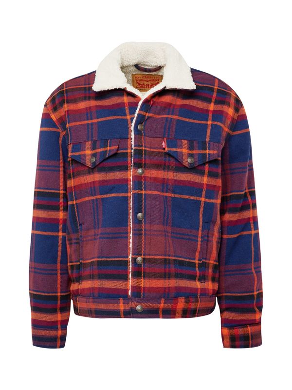 LEVI'S ® LEVI'S ® Преходно яке 'Plaid Vintage Fit Sherpa Trucker'  синьо / оранжево / черешово червено / черно