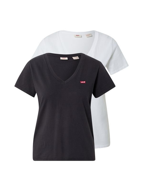 LEVI'S ® LEVI'S ® Тениска '2Pack Vneck Tee'  черно / бяло