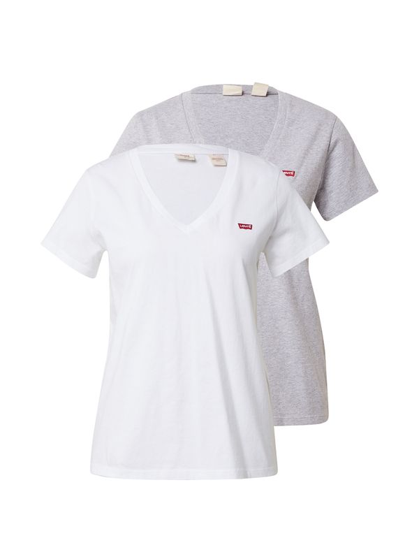 LEVI'S ® LEVI'S ® Тениска '2Pack Vneck Tee'  сив меланж / бяло