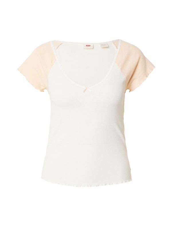 LEVI'S ® LEVI'S ® Тениска 'Dry Goods Vneck Tee'  пастелно оранжево / бяло
