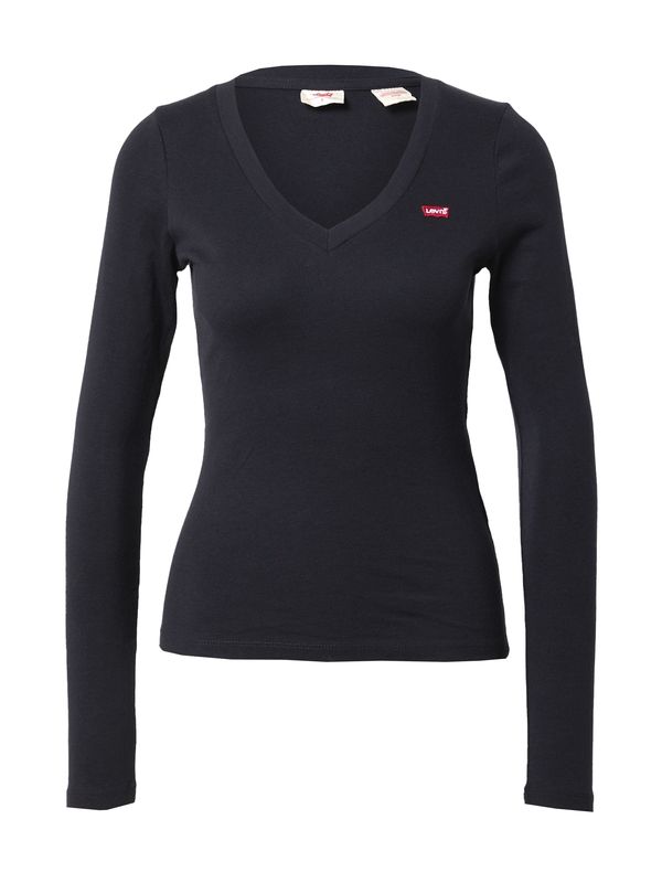 LEVI'S ® LEVI'S ® Тениска 'LS Vneck Baby Tee'  червено / черно / бяло