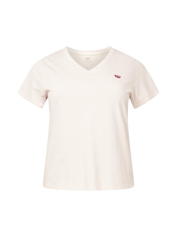 Levi's® Plus Levi's® Plus Тениска 'PL Perfect Vneck Tee'  пастелно розово / червено / бяло