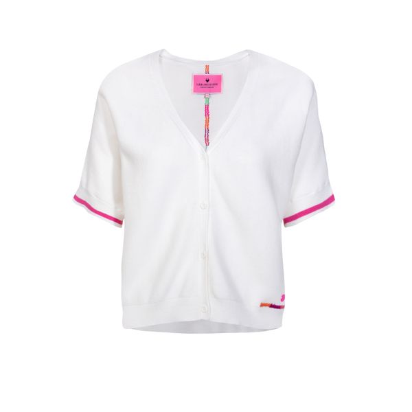 LIEBLINGSSTÜCK LIEBLINGSSTÜCK Плетена жилетка 'Micka'  нефритено зелено / оранжево / фуксия / бяло