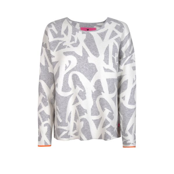 LIEBLINGSSTÜCK LIEBLINGSSTÜCK Пуловер 'Asia'  сив меланж / оранжево / бяло