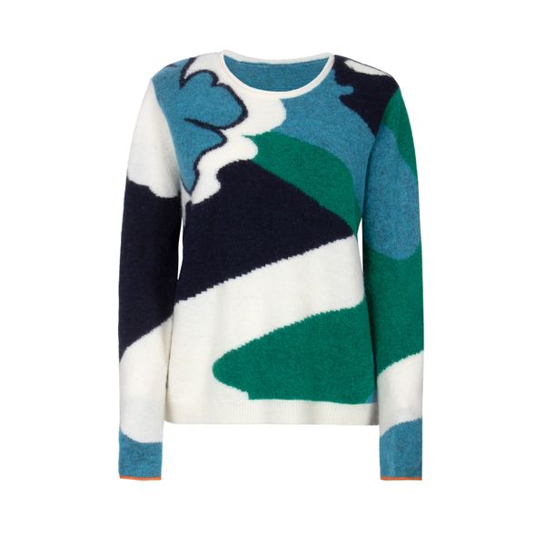 LIEBLINGSSTÜCK LIEBLINGSSTÜCK Пуловер 'Kaelyn'  нощно синьо / синьо меланж / тревнозелено / естествено бяло