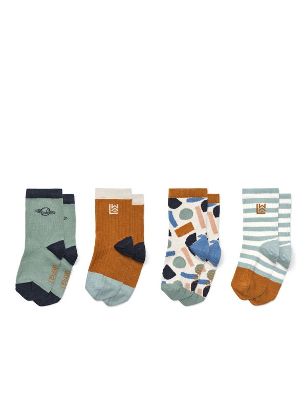 Liewood Liewood Къси чорапи 'Silas'  коняк / пастелно зелено / черно / бяло