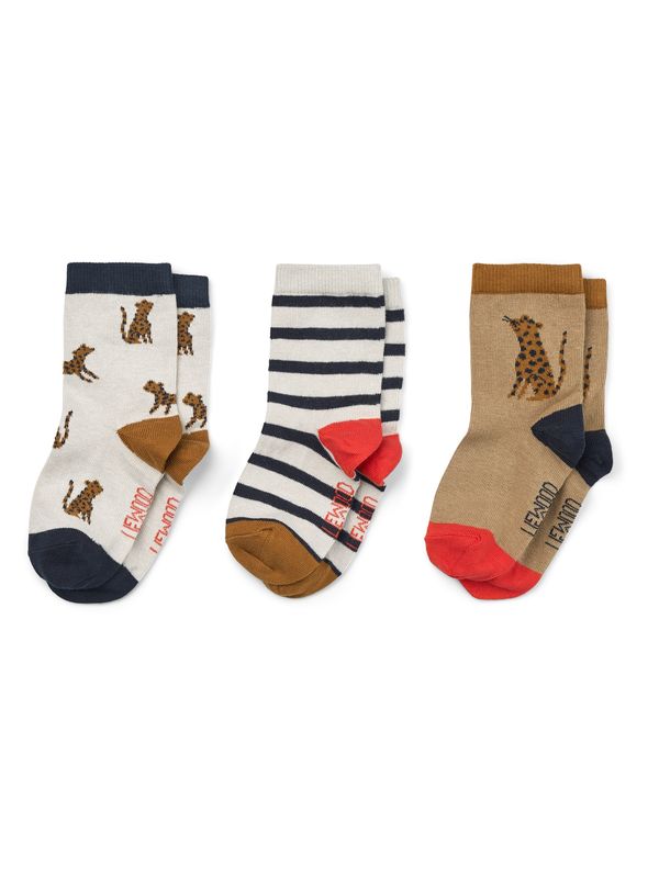 Liewood Liewood Къси чорапи 'Silas'  умбра / светлосиво / червено / черно