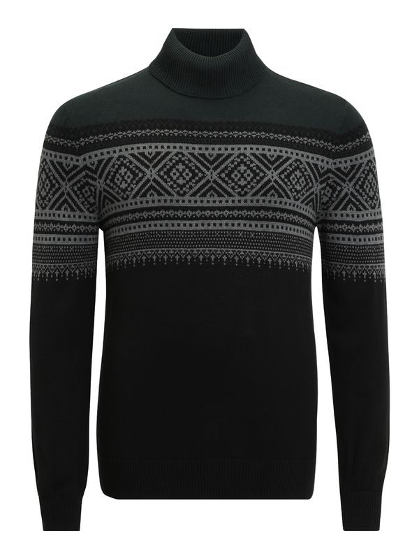 Lindbergh Lindbergh Пуловер 'Heritage'  сиво / елхово зелено / черно