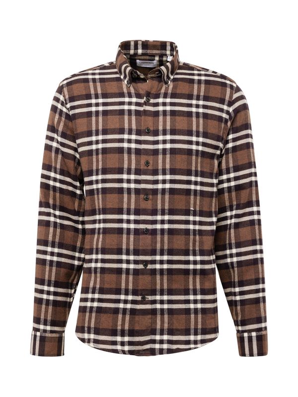 Lindbergh Lindbergh Риза  кафяво / тъмнокафяво / бяло