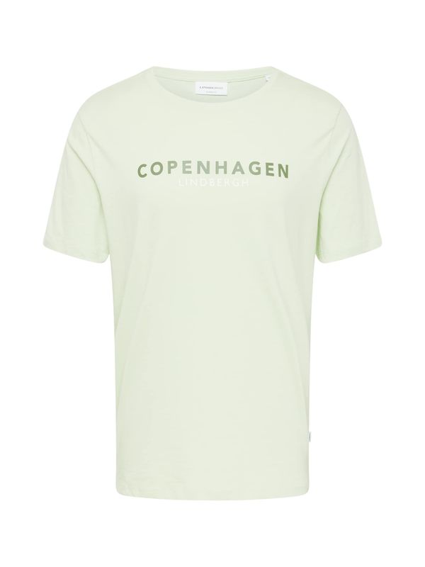 Lindbergh Lindbergh Тениска 'Copenhagen'  елхово зелено / пастелно зелено / бяло