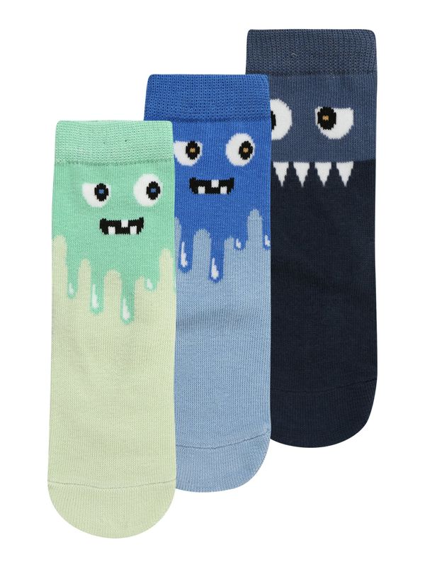 Lindex Lindex Къси чорапи 'Monster'  нейви синьо / светлосиньо / светлозелено / бяло