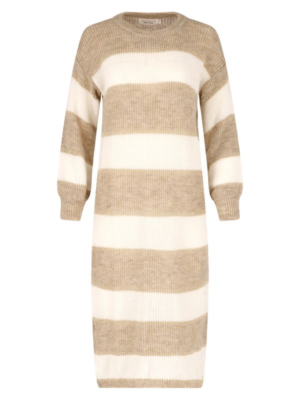 LolaLiza LolaLiza Плетена рокля  таупе сиво / бяло