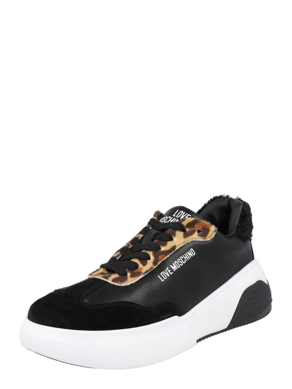 Love Moschino Love Moschino Ниски маратонки 'STAR LOVE'  кафяво / светлокафяво / черно / бяло