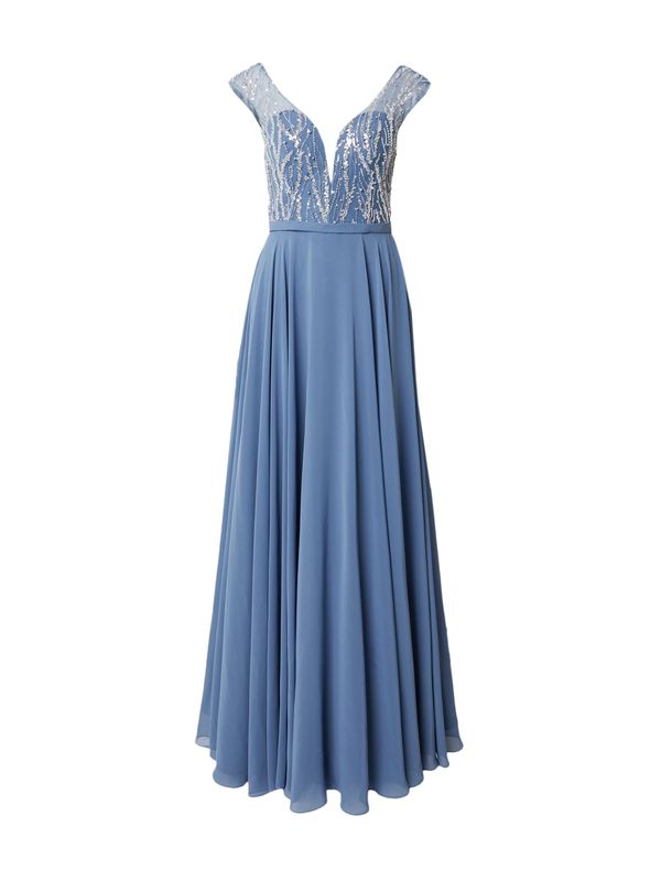 LUXUAR LUXUAR Вечерна рокля  опушено синьо / бяло