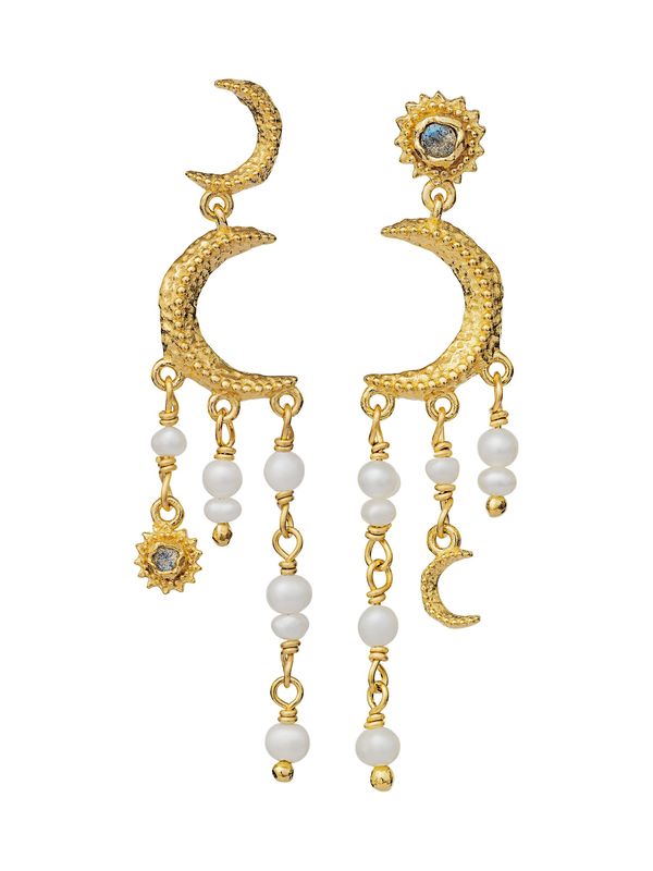 Maanesten Maanesten Обеци 'ASTREA'  тюркоазен / злато / перлено бяло