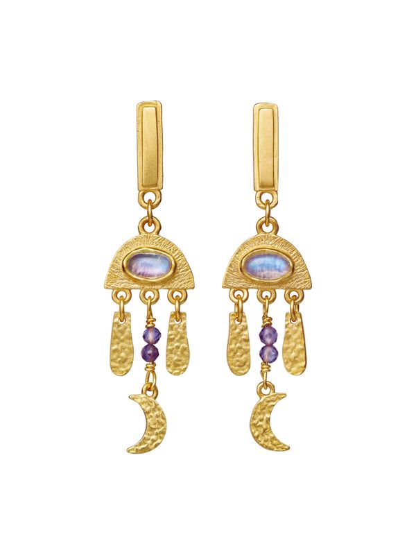 Maanesten Maanesten Обеци 'Gemma'  злато / лилав