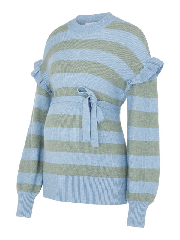 MAMALICIOUS MAMALICIOUS Пуловер 'Jasja'  светлосиньо / светлосиво