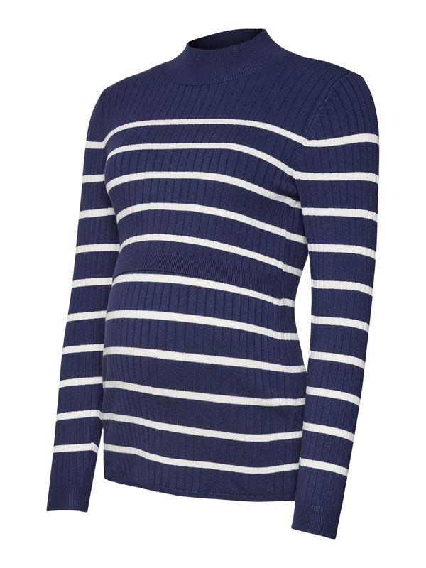 MAMALICIOUS MAMALICIOUS Пуловер 'NEWSIV JUNE'  тъмносиньо / бяло