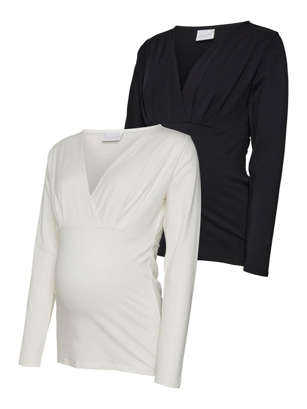 MAMALICIOUS MAMALICIOUS Тениска 'Emma'  черно / бяло