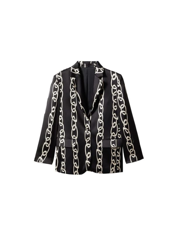 MANGO MANGO Блейзър 'Chain'  черно / бяло
