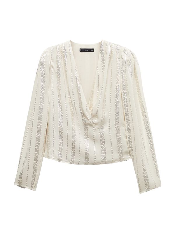 MANGO MANGO Блуза 'AMALIA'  телесен цвят / сребърно сиво