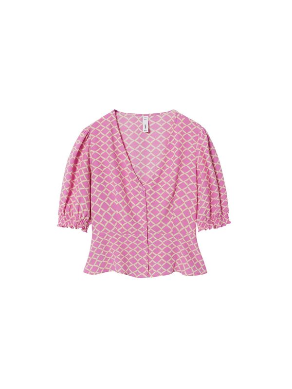 MANGO MANGO Блуза 'BEADY'  розово / бяло