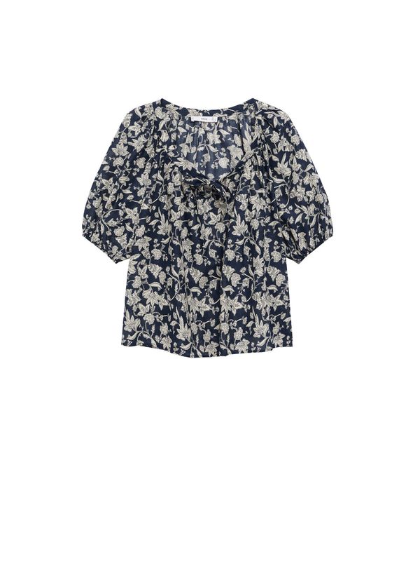 MANGO MANGO Блуза 'CALABASA'  морскосиньо / естествено бяло