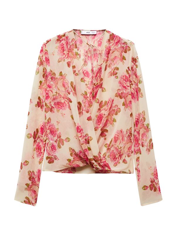 MANGO MANGO Блуза 'CRISTAL'  светлозелено / бледорозово / пастелно розово