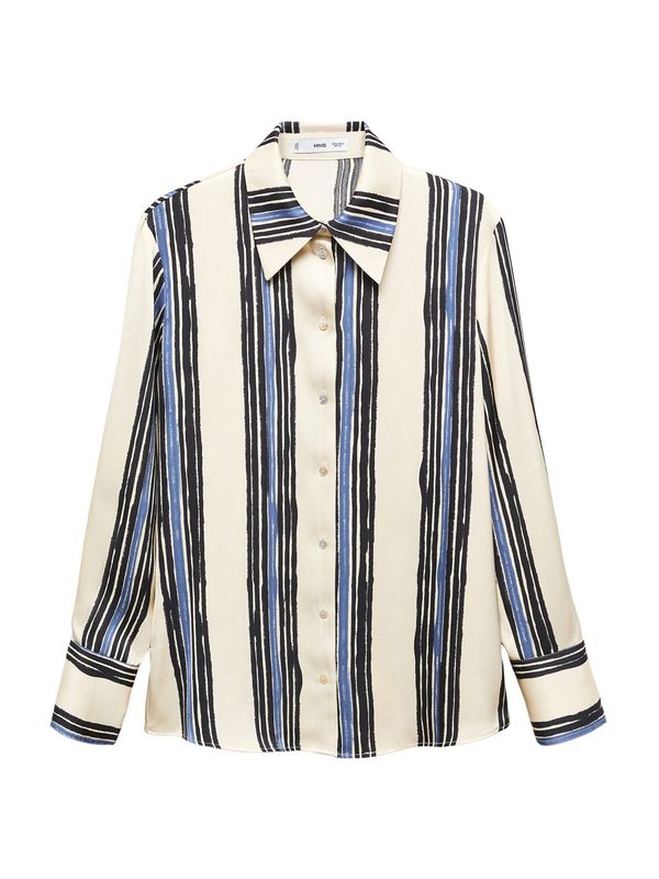 MANGO MANGO Блуза 'IVANKA'  светлобежово / нейви синьо / черно