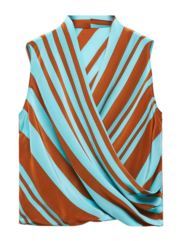 MANGO MANGO Блуза 'JANA'  тюркоазен / пуебло оранжево-кафяво