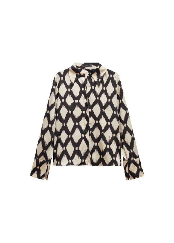 MANGO MANGO Блуза 'Rombus'  телесен цвят / черно